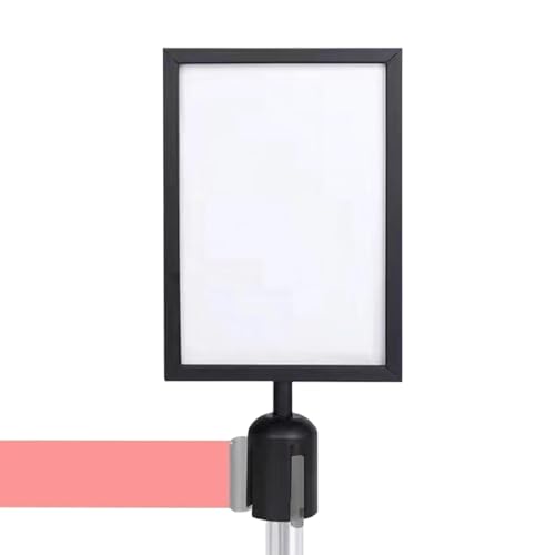Image of Stanchion Sign Holder - Black A4 Pedestal Poster Base 22x32cm | Double-Sided Post Sign Holder | For Outdoor Crowd Control Restaurant Museum Guide