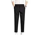 Herren-Anzughose, Social Tailoring, Business, Stretch, elastisch, gerade, kurze Hose, Schwarz (Crop-Hose), Bundweite: 79 cm