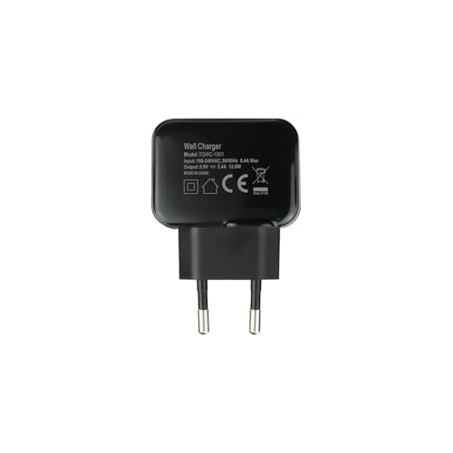 Cargador de Pared USB 5V 2.4A, Negro, Compacto y Ligero, Ideal para Cargar Dispositivos móviles y Gadgets en casa o Viajes.