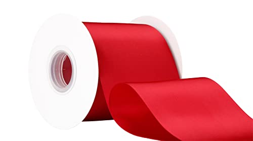 Ribbonitlux 100mm Wide Double Face Satin Ribbon 22 Meters (260-Dark Red, Set for Bow Party Decor, Sewing Applications - Image 2