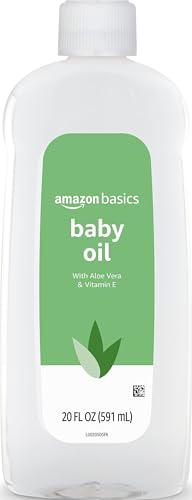 Amazon Basics Baby Oil with Aloe Vera & Vitamin E, Helps Prevent Moisture Loss, 20 Fl Oz (Pack of 1) (Previously Solimo)