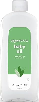 Amazon Basics Baby Oil with Aloe Vera & Vitamin E, Helps Prevent Moisture Loss, 20 Fl Oz (Pack of 1) (Previously Solimo)