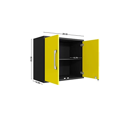 Image of Manhattan Comfort Eiffel Garage Cabinets and Storage System, Set of 5, Yellow