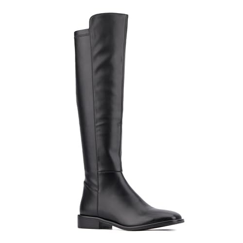 Womens Genevieve Black Tall Round Toe Boots, Flannel Lining, Flats Rubber Outsole; Size 6.5 by TORGEIS - Used condition - US$123.50