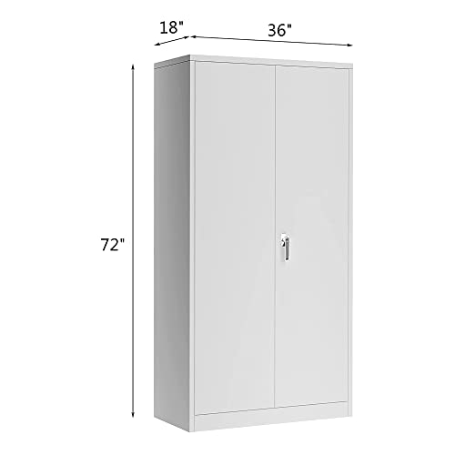 Aobabo Locking Metal Cabinet, Adjustable Shelves, Utility & Garage Storage, 72”, Grey