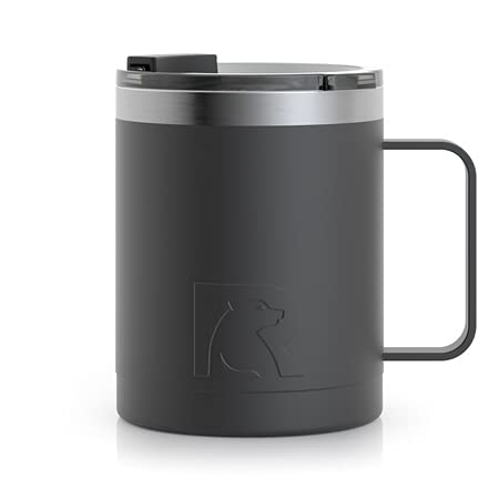 Rtic Coffee Mug With Handle, 12Oz, Black, Portable Travel Thermal Camping Cup, Vacuum-Insulated With Lid, Stainless Steel, Sweat Proof, Keeps Hot & Cold Longer #TOP7
