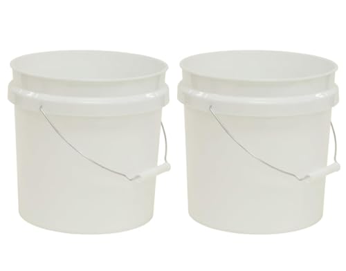 (2 Pack) 2 Gallon Round Comfort Handle Plastic Utility Bucket White Durable Round Cleaning and Storage Pails for Home Garage Garden