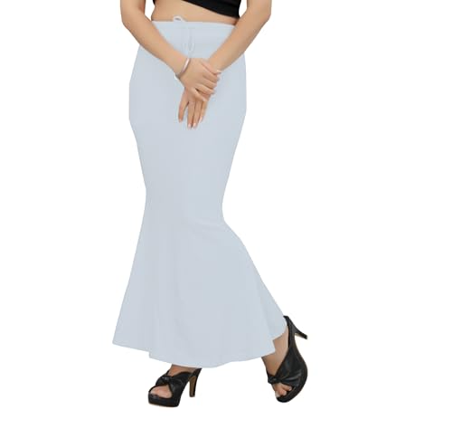Image of Women's Polyester Blend Shapewear Patticoat Fishcut Flare Pattern Stretchable Drawstring Waist Maxi Length and Slim Fit Body Shaper Peticoat for Saree Daily Use Peticoat