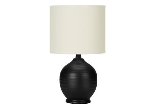 17 Black Ceramic Table Lamp with Ivory Drum Shade