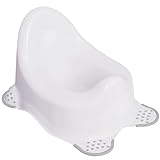 Babycurls Steady Potty with Non Slip Grip Feet - Easy to Clean Loo Training for Kids Toddlers Infants Practical Lightweight and Portable with High Back and Carry Handle (White)