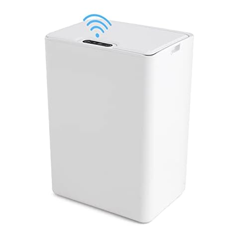 TrashAid Touchless Bathroom Trash Can with Lid, 4.0 Gallon Motion Sensor Trash Bin Automatic, Smart Plastic Garbage Can Small White Wastebasket for Toilet, Office, rv, Bedroom, Living Room Cover