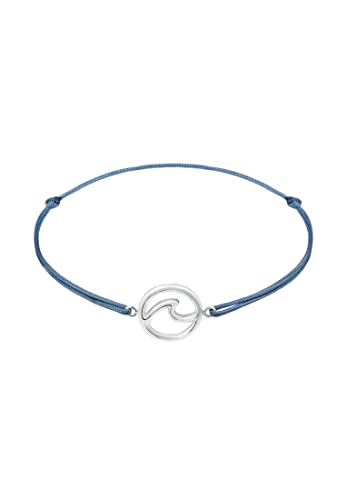Elli Pulseras Mujeres Olas Playa Maritimo Nylon Azul Tendencia en Plata de Ley...