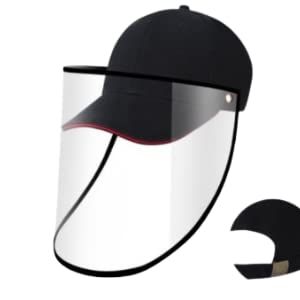 KJ3 Essentials Baseball Hat Removable Full Face Coverage Sneeze Shield Cap with detachable Shield for kids, women and men. Adjustable Hat Pink with White Trim