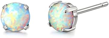 Limerencia Pure Titanium Hypoallergenic Earrings，Opal/Moonstone/Cat's Eye/Blue Turquoise Stud Earrings, Implant Grade|Delicate Jewelry For Sensitive Ears (5mm, White Opal)