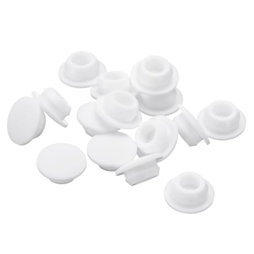 Image of uxcell 26 Pcs Silicone Plugs, Rubber Round Snap in Locking Hole Plugs for 10-10.5mm Hole, Hole Stoppers Waterproof Hole Plug for Metal Tube, Furniture End Caps Inserts, White
