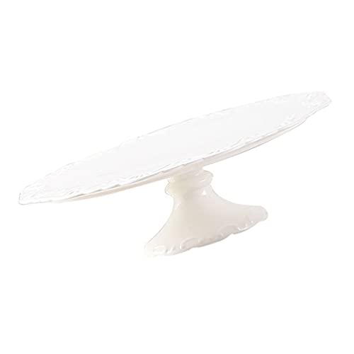 YARNOW Cake Stand Ceramic Cake Plate Dessert White Footed Cupcake Display Stand for Birthday Wedding Party Supplies