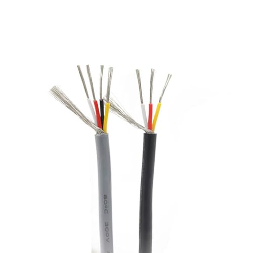 Image of shielded cable, 1 Meter 28AWG UL2547 Channel Amplifier Audio Cable Insulated(Black,5 Cores)