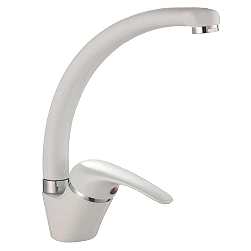 Miscelatore per cucina Monocomando Bianco lavello cucina canna curva Florenzi Rubinetterie