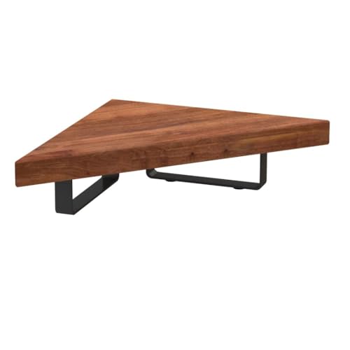 Image of Flux Wooden Monitor Stand Riser | Multi-Purpose PC Stand for Corners | MDF & Metal 23 Inch Shelf (45 x 25 x 8.5 cm) (Walnut Brown)