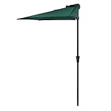 不二貿易 半円パラソル 半円 クランク開閉 85190 グリーン 奥行135×高さ249×幅270cm