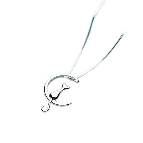Collier lune chat anti-noircissement en métal hypoallergénique pour peau sensible