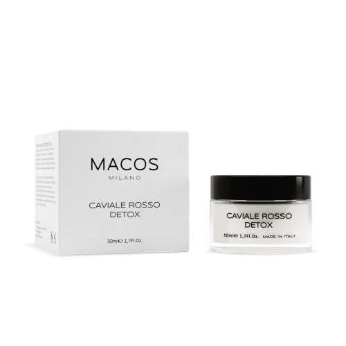 MACOS MILANO Crema facial Caviar Rosso Detox 50 ml – Antiarrugas e hidratante, efecto lifting natural, fabricada en Italia