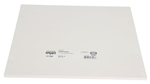 Image of School Smart Poster Board, 11 x 14 Inches, White, Pack of 25