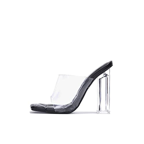 Pensy Square Toe Clear Block High Heels (Pensy)