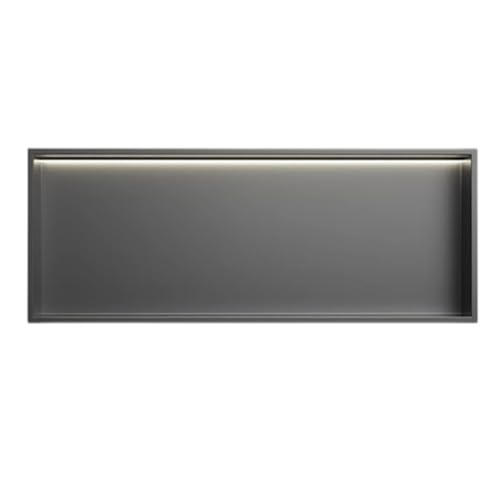 CVERTHAF Nicho de Ducha de Pared de Acero Inoxidable con luz LED, nicho de Ducha Empotrado, Estante de Almacenamiento de un Solo Estante para mejoras en el hogar (Gris, 92 x 32 x 12,5 cm)
