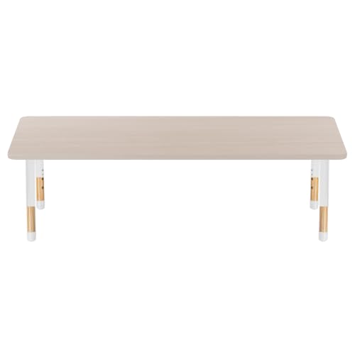 Image of 30 inch x 72 inch Rectangle Kids Classroom Table with Adjustable Chunky Wood Legs