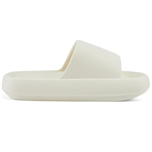 Image of welltree Slides for Women Men Pillow Slippers Non-Slip Bathroom Shower Sandals Soft Thick Sole Indoor and Outdoor Slides
