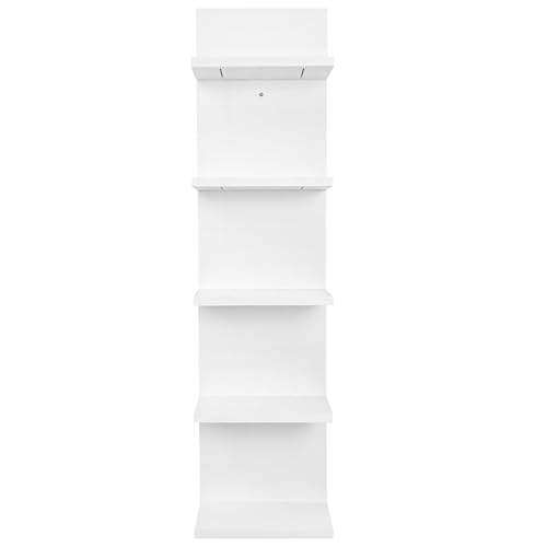 NIUBEST Wandregal mit 5 Etagen, vertikales Säulenregal, schwebende Aufbewahrung, Heimdekoration, Organizer, Ausstellungsregal für Schlafzimmer, Wohnzimmer, Schminktisch (Weiß)
