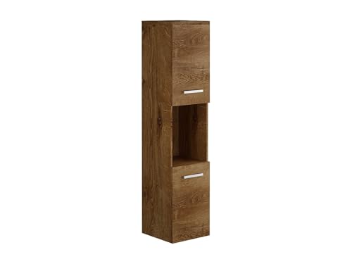 Vente-unique - Colonne de Salle de Bain Suspendue Effet Bois avec Niche de Rangement - L30 x P30 x H133 cm - MIELA II