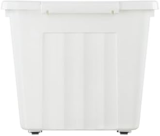 Cetomo 80L*6 Storage Boxes with Lids, Plastic Storage Box with Wheels and Secure Side Latches, Stackable & Nestable Organizer for Home, Office, Moving, PP, White, 80L-6 Pack