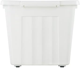 Cetomo 80L*6 Storage Boxes with Lids, Plastic Storage Box with Wheels and Secure Side Latches, Stackable & Nestable Organizer for Home, Office, Moving, PP, White, 80L-6 Pack