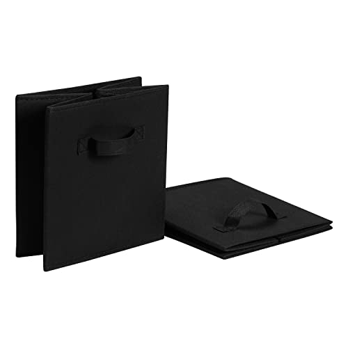 Amazon Basics Collapsible Fabric Storage Cube/Organiser with Handles, Pack of 6, Solid Black, 33 x 33 x 33 cm