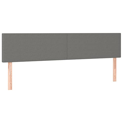 vidaXL 2X Kopfteil Betthaupt Polsterkopfteil Bettkopfteil für Bett Bettgestell Bettrahmen Schlafzimmer Bettzubehör Dunkelgrau 90x5x78/88cm Stoff