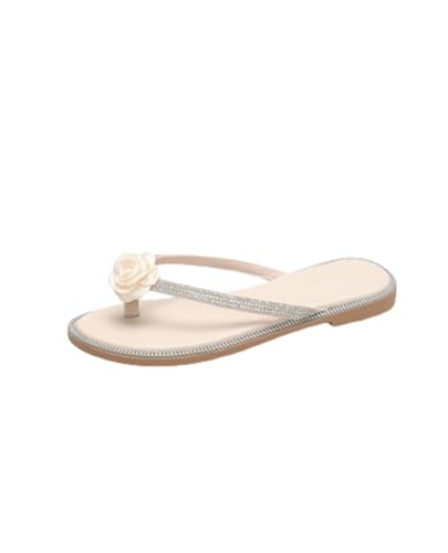 Flip Flops For Women Dressy Rhinestone T-Strap Thong Sandals Summers Slip On Open Toe Slides For Ndoor Outdoor Daily