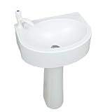 Kunststoff-Waschbecken-Set, klein, 45 x 34 x 76 cm, ohne Bohren, selbstklebendes Waschbecken mit Wasserhahnloch für WC, Raumsäule, Waschbecken, Wohnmobil-Waschbecken für Zuhause, Garage