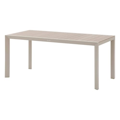 Hespéride - Table de Jardin évasion Effet Bois Lin et Argile 6 Places Lates en Aluminium