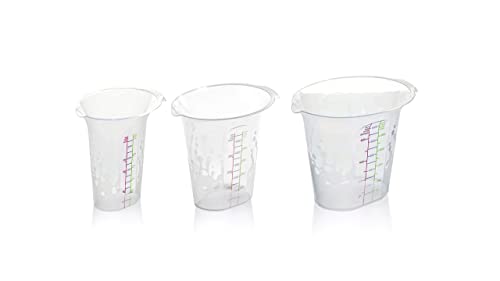 BranQ - Home essential - Un set di tre misurini universali con capacità 0,25 + 0,5 + 1 l, ideale come utensile da cucina e accessorio per il back; plastica PP senza BPA
