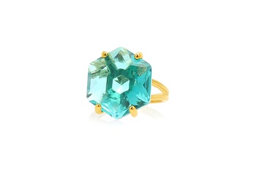 Solitaire Tourmaline Bleue Véritable et Sa Coupe Hexagonale Unique