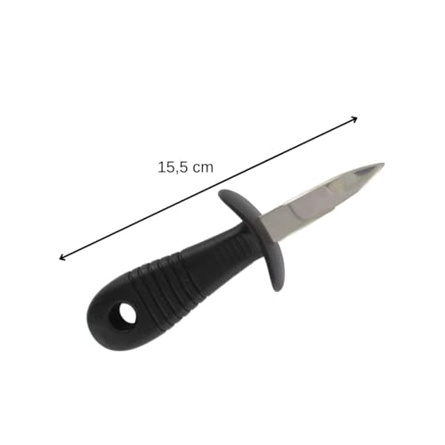 Fackelmann 43780 Austernmesser, Austernmesser, Kunststoff, Edelstahl, Schwarz, Rot, 15,5 x 5,3 x 3,9 cm