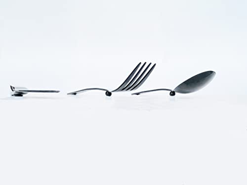 iFork BLK Collection Stainless Steel Flatware Serving Set Rises Off