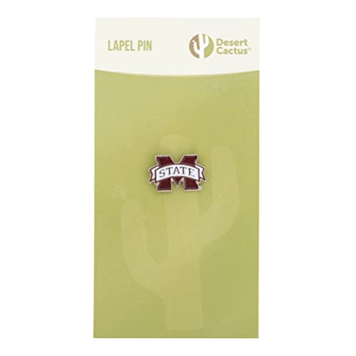 Image of Desert Cactus Mississippi State University Lapel Pin MSST Bulldogs Made of Metal for Formal Wear, Bag and Hat Jewelry, and Tie Tack