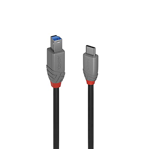 LINDY 1m USB 3.1 Cable, USB-C Male to USB-B 3.0 Male Type B, for MacBook Pro/Air, External Hard Drive, Scanner, Printer