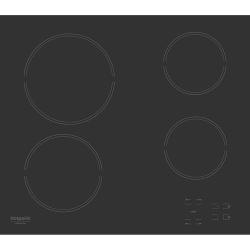 Hotpoint - HR631C Plaque de Cuisson Vitrocéramique 4 Foyers - Commandes Sensitives, Panneau de Contrôle Frontal - Minuteur Électronique et Voyants de Chaleur Résiduelle - H 4.6 x L 58 x P 51 cm