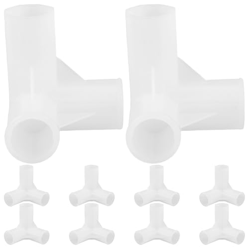 COOLHIYA Conectores de Varilla de 3 Vías Plástico 10 Piezas Diámetro Interior 13 MM para Armario de Tela y Zapatero, Acoplamientos Resistentes para Varillas y Herrajes de Muebles