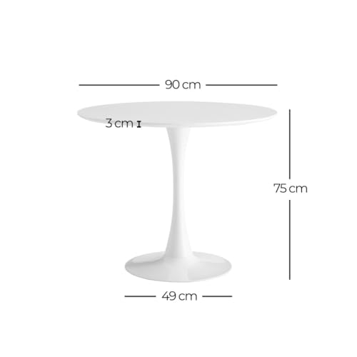 Table ronde Ibiza white Ø90 cm pour salle à manger ou cuisine - 3