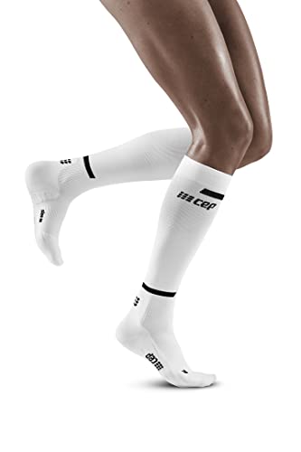 CEP Damen The Run Socks Tall V4 Laufbekleidung Kompressions-Socken White - Weiß Iv